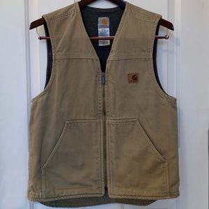Carhartt Men's Washed Duck Fleece-Lined Vest